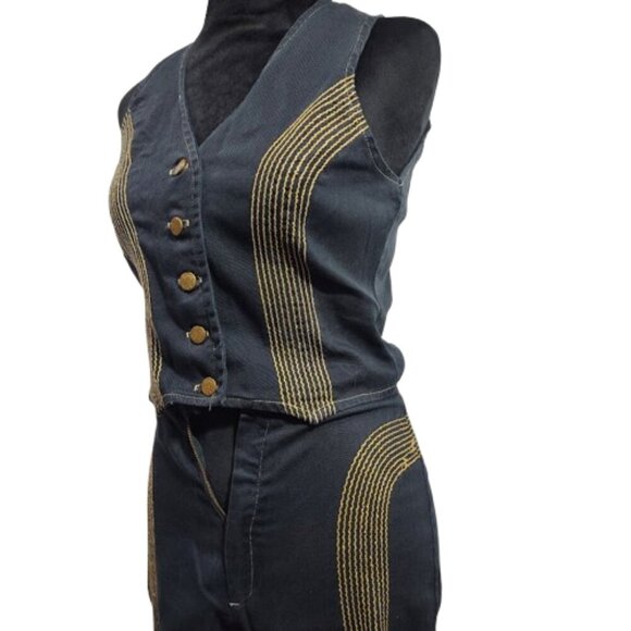 Vintage Outrageous Denim Vest and Pant Suit Women's 7/8 ! Read Description ! - Picture 4 of 13